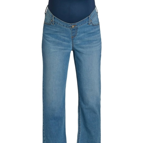 Maternity Time and Tru Light Blue Straight Leg Jeans Cotton Belly Band XL 16-18 - Picture 7 of 16
